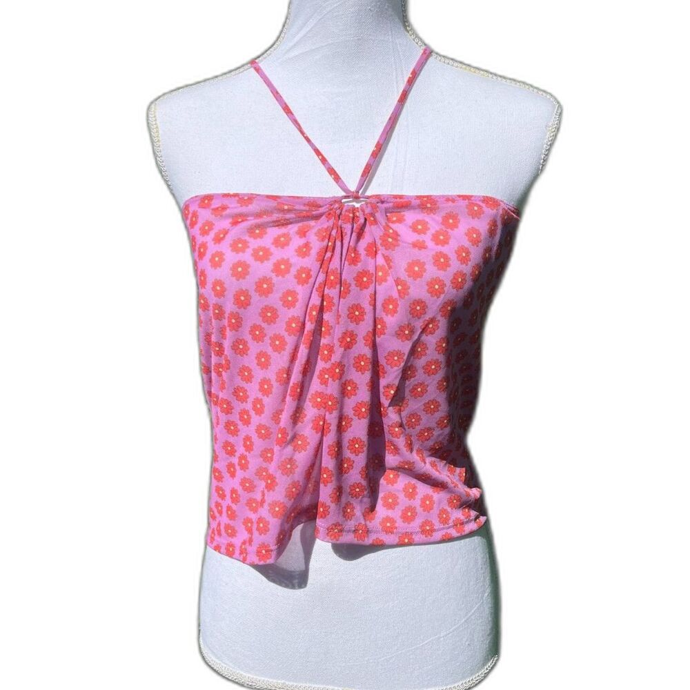 Out From Under Halter Mesh Floral Top Size Large Urban Outfitters NWOT